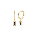 Statement Jewelry Zircon Wedding Fashion S925 Sterling Silver Rectangular Black Diamond Mini Hoop Pendant Earrings