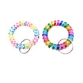Colorful Spiral Keychain Coil Key Rings Hair Ties Plastic Bracelet Wrist Coil Telephone Cord Wrist Band Wrist Coiled Hair Ties