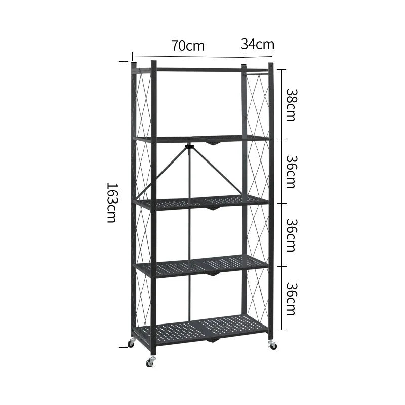 Modern Multifunctional Foldable Movable Kitchen Storage Holders Microwave Oven Storage Stank Rack Shelf