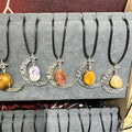 New Design Natural Crystal Jewellery Mixed Fashion Hollow Moon Gravel Pendant Necklace