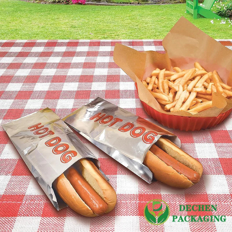Aluminium Lined Paper Gusset Burger Hot Dog Bags Hamburger Foil Bag