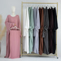 Loriya Traditional Muslim Clothing &Accessories Solid Color Wing Sleeves Modest Closed Abayas With Hijab Abaya