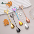 FANGYUAN Nordic Christmas Events Colorful Metal Antler Handle Spoon Stainless Steel 304 Gold Tea Coffee Deer Spoons