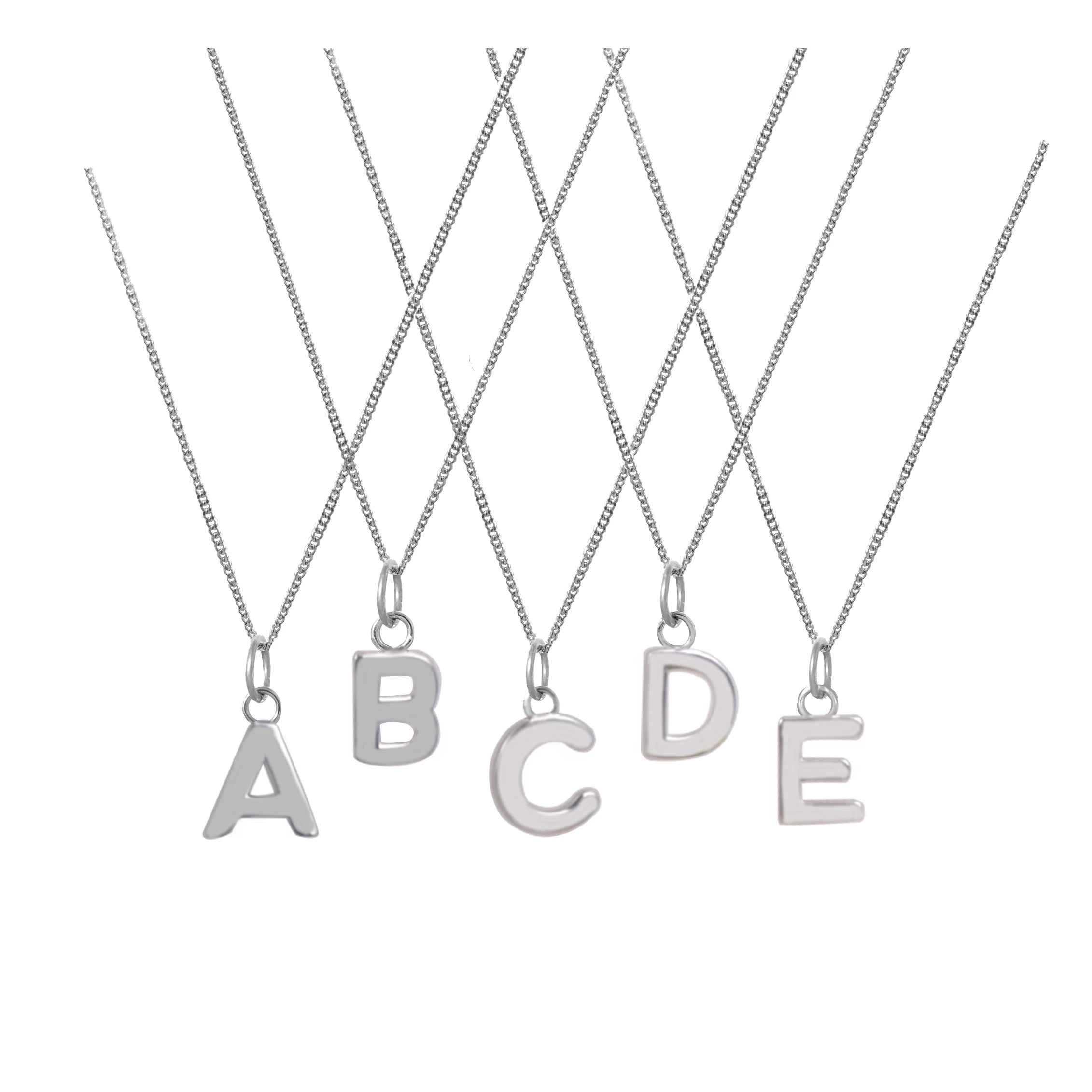 WMLE001 Sterling Silver Initial Alphabet Letter Name Charm Pendant Necklace Personalized Gifts for Women or Girls