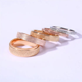 Factory Wholesale New Design Stainless Steel Frosted Rose Gold Ring for Women Fashion Jewelry R-465