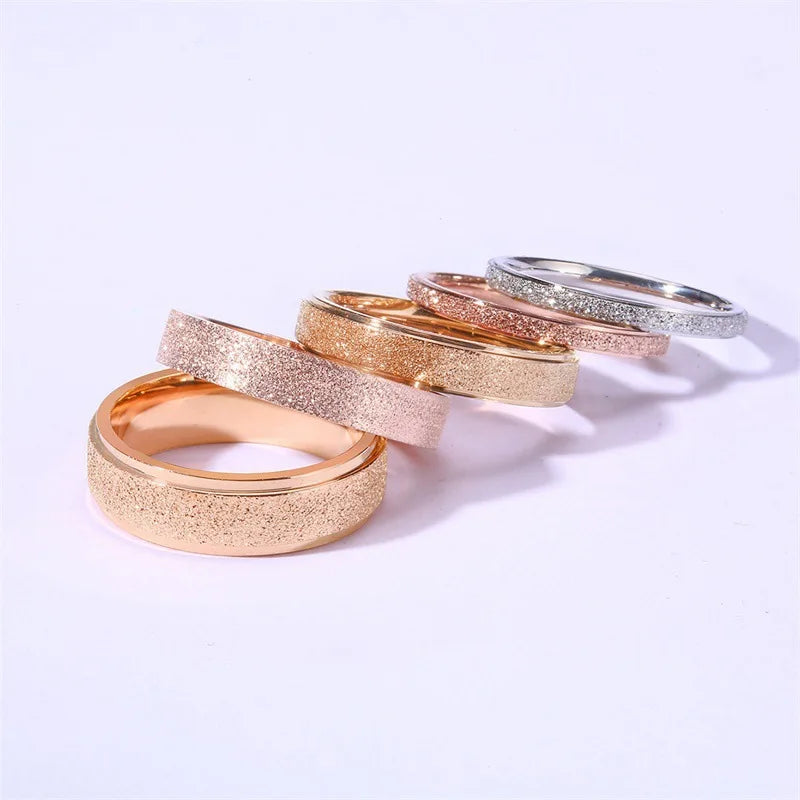 Factory Wholesale New Design Stainless Steel Frosted Rose Gold Ring for Women Fashion Jewelry R-465