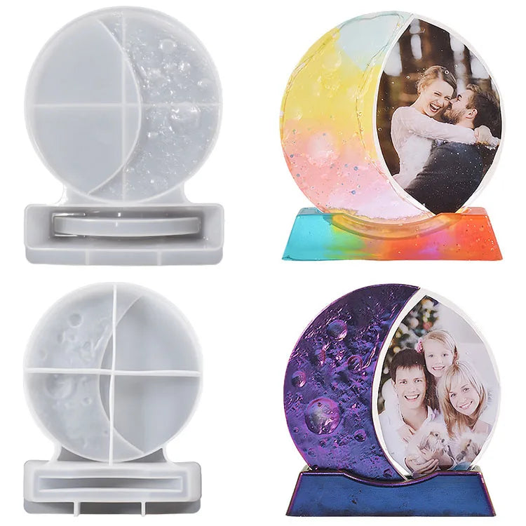 YS Moon Photo Frame Molds Moon Resin Mold Silicone for Epoxy Resin Casting DIY Resin Picture Frame Mold  Home Table Art Decor