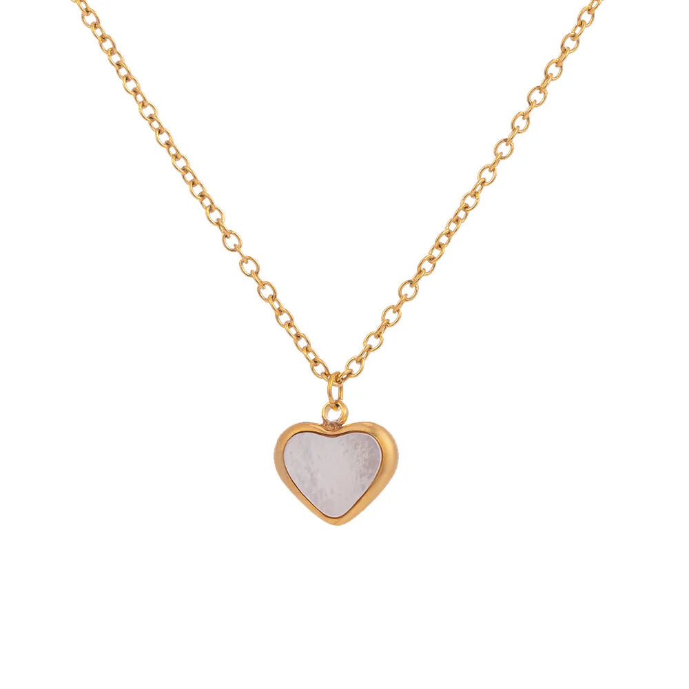 Luxury Jewelry Small Heart Geometric Necklaces Mother of Pearl Shell Necklace