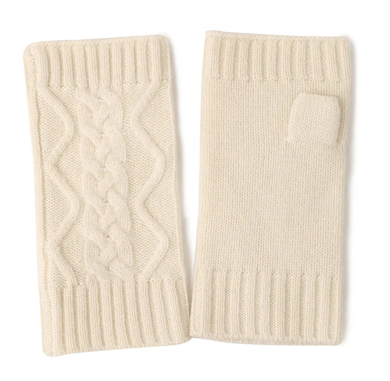2023 New Cashmere Knitted Twisted Gloves Fingerless Gloves Students Men and Women Couple Woolen Gloves