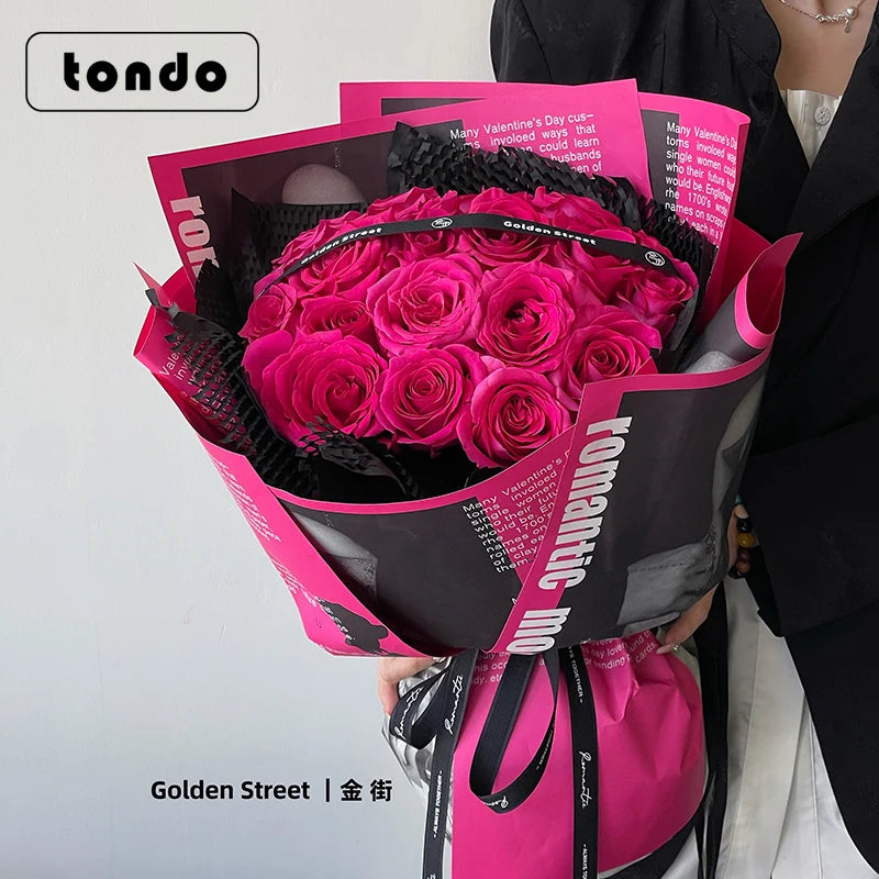 Tondo New Package Paper Wholesale Style Pictorial love Flowers Wrapping Paper Thick Bouquet Kraft Paper DIY Materials
