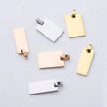 25*10mm Custom 18K Gold Plated Stainless Steel Rectangle Geometric Charms for Logo Name Pendant Necklace 15*22mm