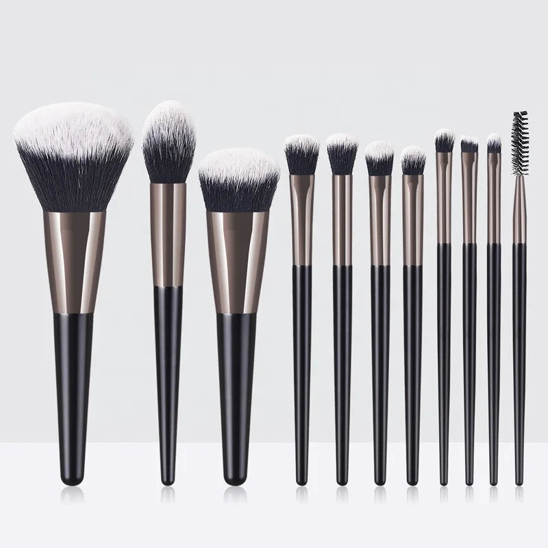 11Pcs Makeup Brush Set Professional Premium Synthetic Foundation Powder Blush Concealer Eye Shadow Make up Brushes with PU Case