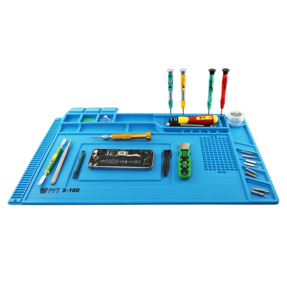 SZELES 45x30cm Soldering Station Iron Phone PC Computer Repair Mat Magnetic Heat Insulation Silicone Pad Desk Platform