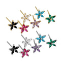 EH1361 925 Sterling Silver Cubic Zirconia Flower Shape Gold Color Plated Small Ear Studs Earrings