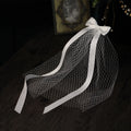 ShangHai Wholesale of High-quality Wedding Hair Accessories Satin Bow Mesh Veil Short 40CM Bride Hair Clip Bride Veil