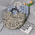 New Style Retro Paper Bag Fashionable Black White Semi-Round Beach Bag with Large Capacity for Summer Foreign Trade Tourism
