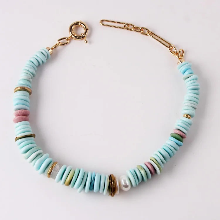 Natural Stone Pearl Elegant Choker Flower Pearl Beaded Necklace Fashion Women Polymer Clay Beads Necklace