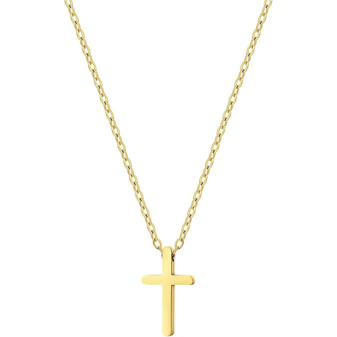 High-End Stainless Steel Cross Pendant Necklace for Men Women Gold Silver Colorful Link Chain Fashion Jewelry with Cross Design