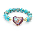 Natural Imperial Heart Lover Turquoise Beaded Stone Bracelet ST165
