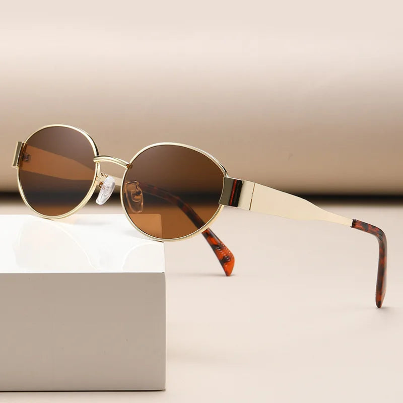 2025 Custom Logo Vintage Y2K Round Punk Sun Glasses UV400 Colorful Mirror Shades Metal Oval Sunglasses Men Women