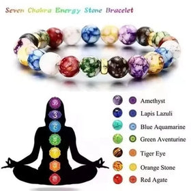 Spiritual Lucky Natural Beads Bracelet 7 Chakra Healing Stone Bracelet Yoga 7 ChaDIY Handmade Jewelry Beaded Bracelets