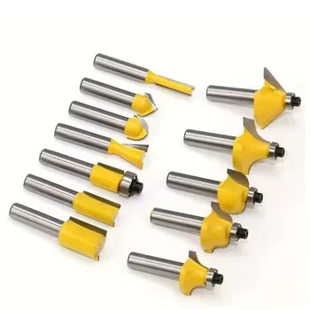 12 Piece 8mm Shank Woodworking Router Bit Set Milling Cutter Tools for Carving Trimming Engraving Woodworking Projects