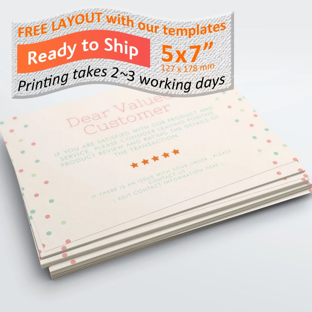 5x7inch custom matt gift card flyer hangtag templates available