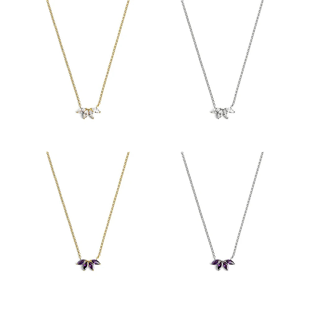 APN19 RINNTIN Cute Leaf Pendent Choker Necklaces for Women 925 Sterling Silver Fine Jewelry Necklaces