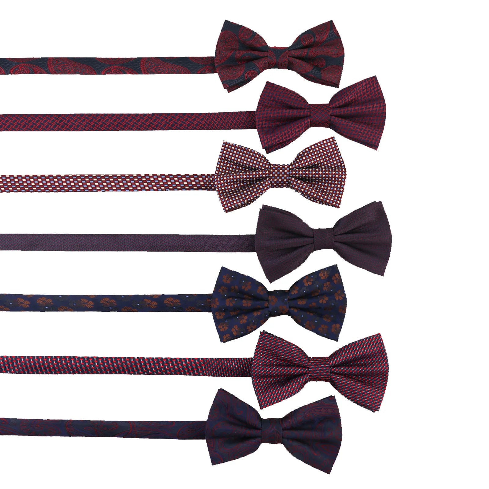 Men's Navy Blue and Red Burgundy Hand-Tied Bow Ties Bulk Wholesale Polyester Bowties for Wedding Parties