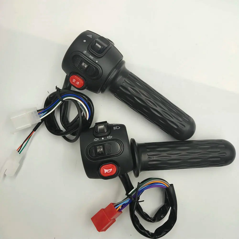 Electric Bike Handlebar+Double Flashing/Variable Speed BUTTON/Headlight SWITCH Steering ACCELERATOR Scooter THROTTLE Assembly