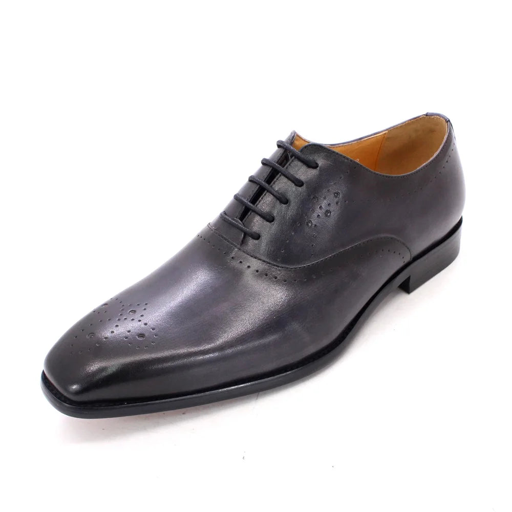 Luxury Leather Business Office Formal Wedding Shoes Italian Pointed Toe Lace-up Men's Oxford Shoes Autumn Size 39-46