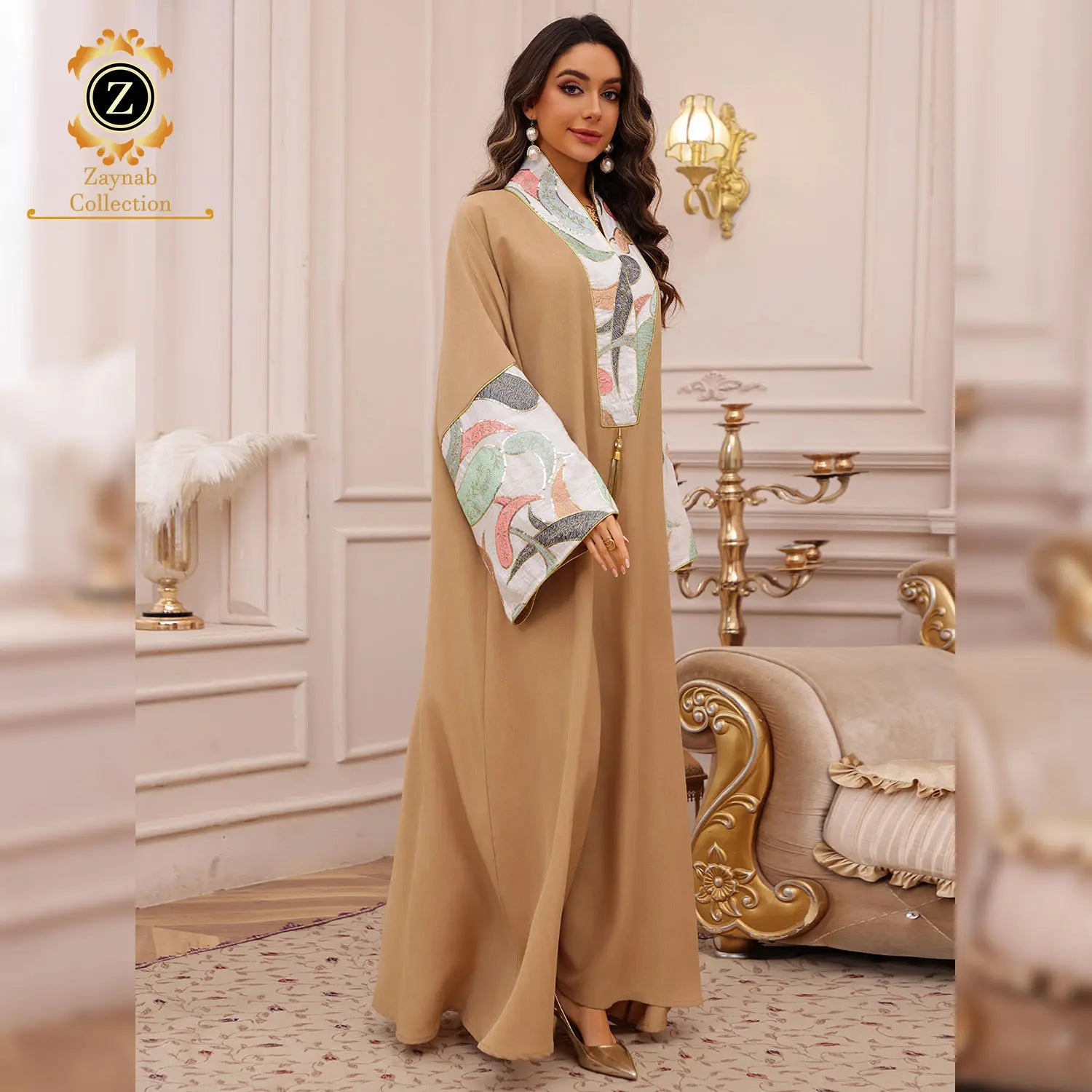 Zaynab Jalabiya Arabic Dubai Abaya Kaftan Women Muslim Dress Islamic Clothing Women Dubai Fashion Abaya Women Muslim Dress