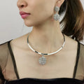 HANSIDON Multiple Fashion Jewelry Set Charm Chunky Design Choker Necklace Simple Alloy Earrings Trendy Set for Woman