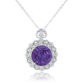 YBO Luxury 925 Sterling Silver Pendant Ring Vintage Woman's Amethyst Gemstone Necklace Geometric Shape Rhodium for Wedding