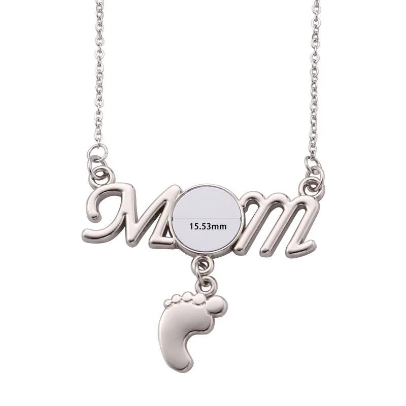 RubySub Jewelry Necklace Blanks Custom Sublimation Mother's Day Footprint Necklace
