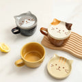 Madou Eco-Friendly Bone China Cute Cat 3D Animal Shaped Mug Set 300ml Handmade Dishwasher Safe