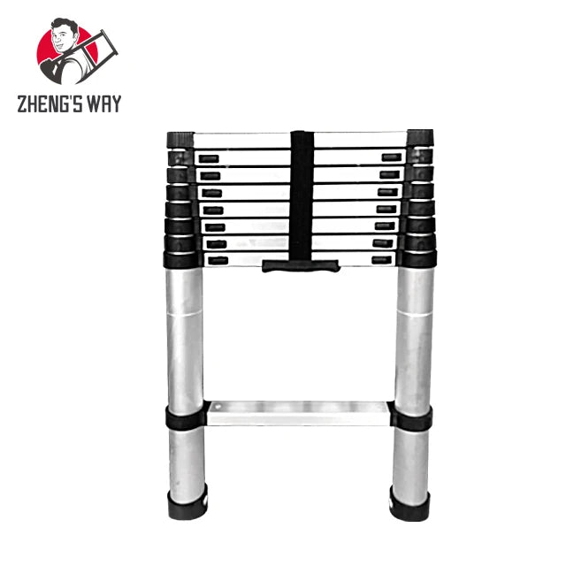 Aluminum Telescopic Collapsible Extension Ladder with EN131 Certification Modern Design 9 Steps 150kg Capacity for Warehouse Use