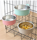 Two-in-One Convenient Access Eco-Friendly Pet Bowl Dog Cage Anti-Tipping Solid Pattern Stainless Steel Plastic Easy Hang