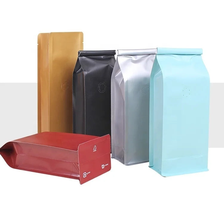 250g 500g No Printed Matte Printing Aluminum Foil Flat Block Bottom Plastic Coffee Bag Template