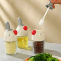 Cute Bird Design Glass Seasoning Spice Jar With Spoon and Lid Glass Spice Box for Salt Sugar Pepper Kitchen Glass Spice Jars
