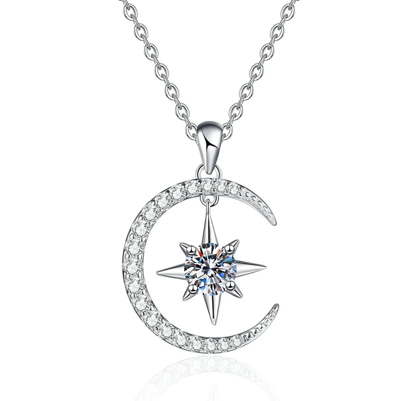Wholesale 925 Sterling Silver Moissanite Star Light Luxury Korean Version 0.5 Carat D Color Moissanite Necklace for Women MegaBDM