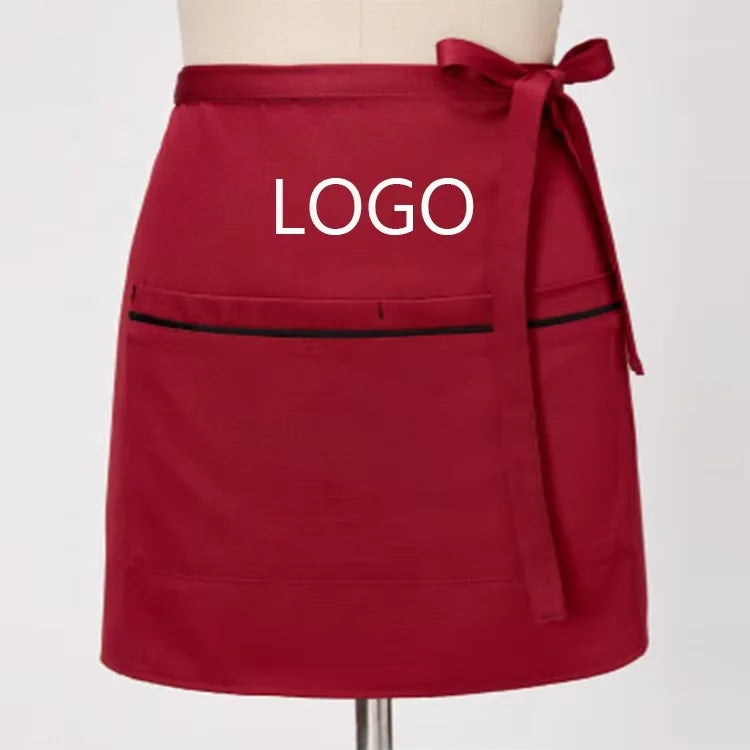 Manufacture Custom Bar Staff Waterproof Half Bistro Apron Restaurant Chef Coffee Shop Bartender Waist Apron Wholesale Unisex