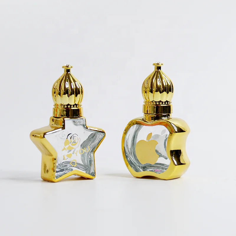 Star Shaped Essential Oil Roller Bottle 6ml 8ml 10ml 12ml 15ml with Roll on Gold Electroplating Perfume Sealing Type