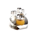 Wholesale Retail 4pcs Cruet Set Stainless Steel Glass Salt Sugar Pepper Shaker Condiments Bottle Spice Jar Set with Holder