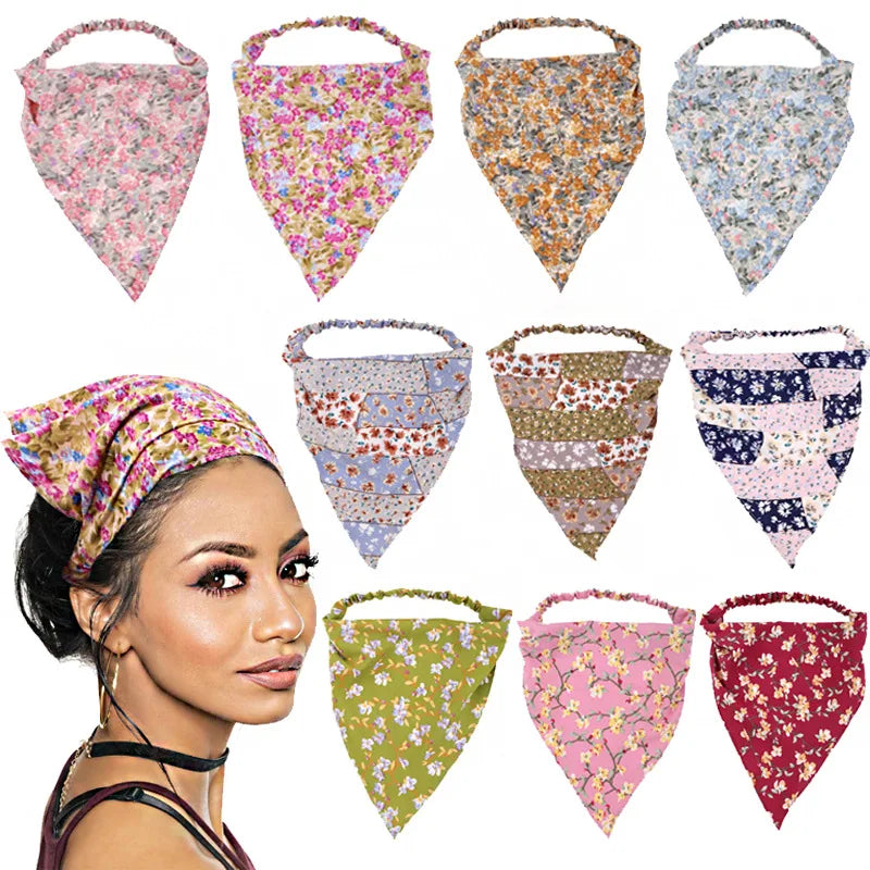 Elastic Chiffon Triangle Hair Scarf Bandanas De Pelo Kerchief Headband Women's Stylish Hairband Scarfs