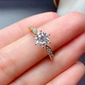 Huitan Wedding Romantic Jewelry Round Bling Bling Ring Women Girls Beautiful Carved Zircon Gold Dainty Ring