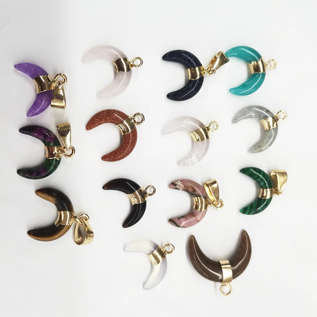 Carved Tiny Horn Charm Nature Stone Star Pendant Jewelry Accessory for Jewelry Making