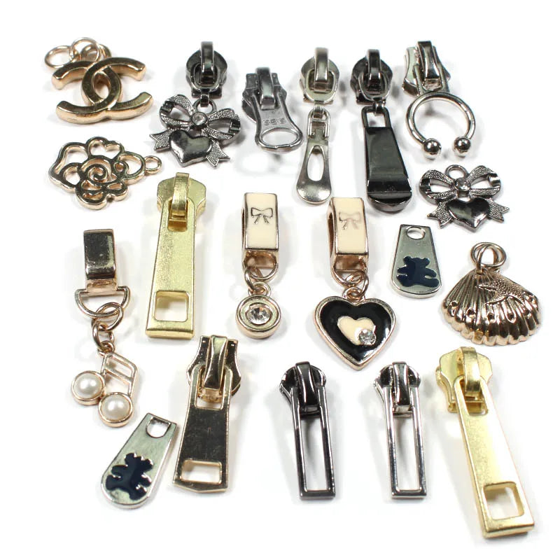 Factory Custom Fancy Metal Detachable Auto Lock #5 #3 Zinc Alloy Zip Puller Zipper Head Slider for Clothing Accessories Bags
