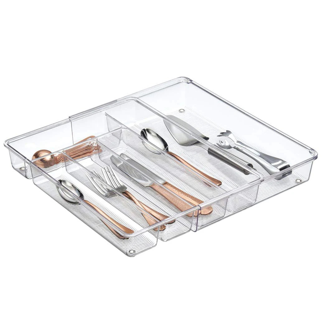 Expandable Plastic Kitchen Cabinet Drawer Storage Organizer Tray for Storing Organizing Cutlery Spoons Cooking Utensils