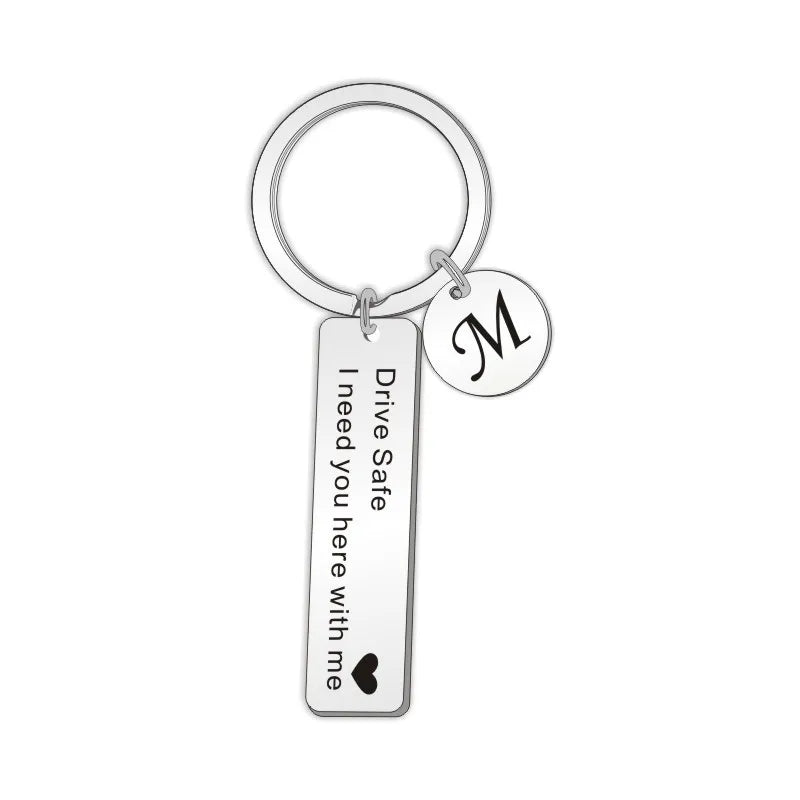 Stainless Steel Key Chain Be Drive Safe I Need You Here with Me Key Chains Initial Disc Personalize Dog Tag Key Rings
